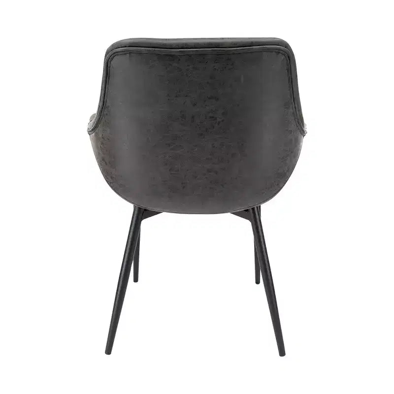 LeisureMod Markley - Lot de 4 chaises de salle à manger en cuir avec pieds en métal noir et assise rembourrée, idéales pour la cuisine, la salle à manger, le bureau, le salon ou le café