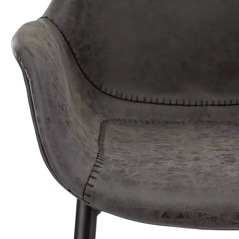 LeisureMod Markley - Lot de 4 chaises de salle à manger en cuir avec pieds en métal noir et assise rembourrée, idéales pour la cuisine, la salle à manger, le bureau, le salon ou le café