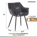 LeisureMod Markley - Lot de 4 chaises de salle à manger en cuir avec pieds en métal noir et assise rembourrée, idéales pour la cuisine, la salle à manger, le bureau, le salon ou le café
