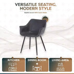 LeisureMod Markley - Lot de 4 chaises de salle à manger en cuir avec pieds en métal noir et assise rembourrée, idéales pour la cuisine, la salle à manger, le bureau, le salon ou le café