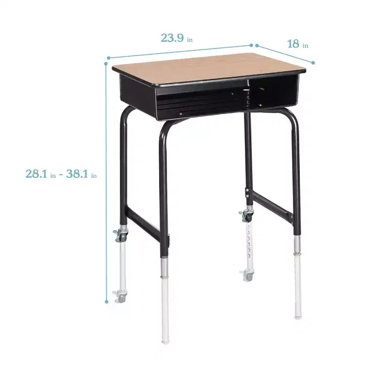 Pupitre mobile à façade ouverte ECR4Kids avec casier de rangement en métal, Mobilier de classe, Chêne