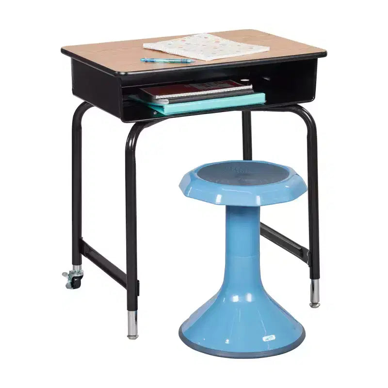 Pupitre mobile à façade ouverte ECR4Kids avec casier de rangement en métal, Mobilier de classe, Chêne