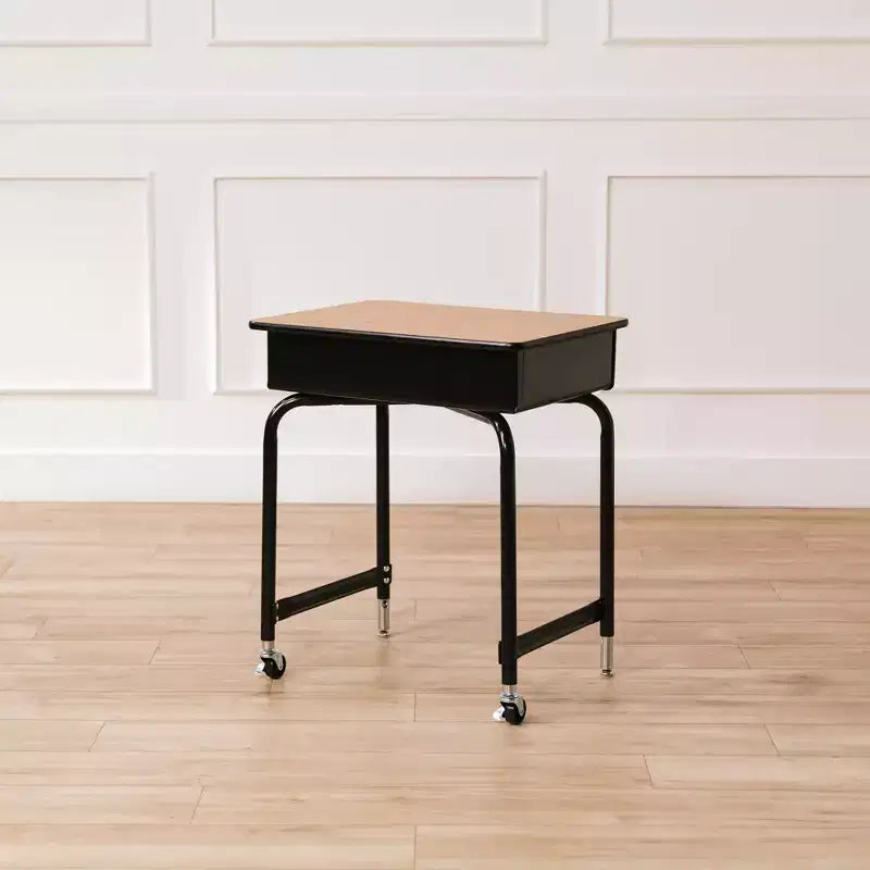 Pupitre mobile à façade ouverte ECR4Kids avec casier de rangement en métal, Mobilier de classe, Chêne