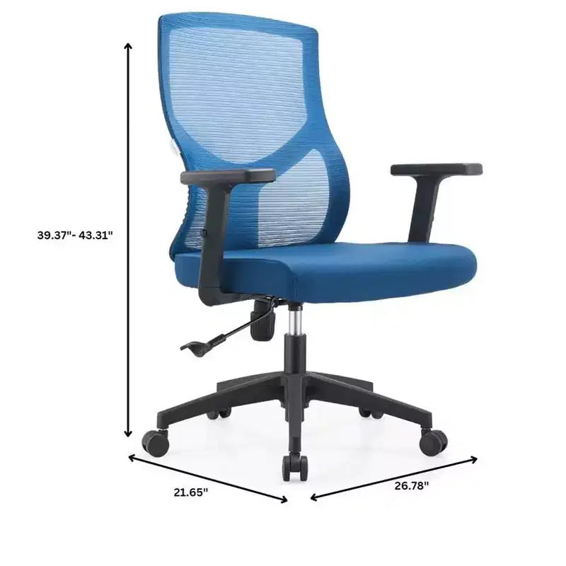 Chaise de bureau ergonomique en maille LeisureMod Glen - Dossier mi-hauteur respirant avec siège en coton rembourré doux - Chaise de bureau pivotante et inclinable