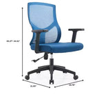 Chaise de bureau ergonomique en maille LeisureMod Glen - Dossier mi-hauteur respirant avec siège en coton rembourré doux - Chaise de bureau pivotante et inclinable