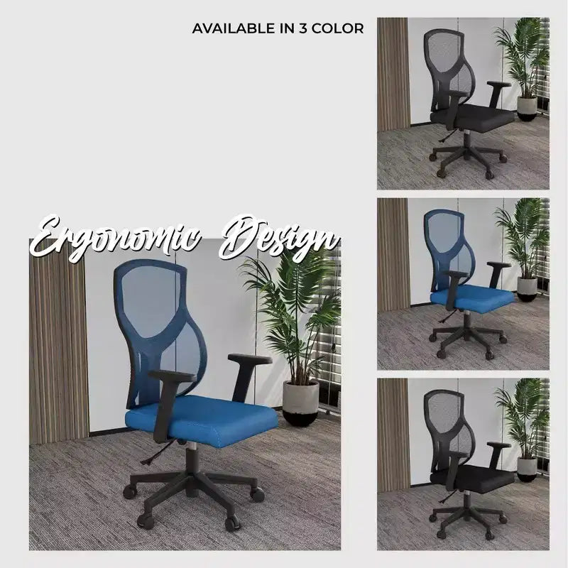 Chaise de bureau ergonomique en maille LeisureMod Glen - Dossier mi-hauteur respirant avec siège en coton rembourré doux - Chaise de bureau pivotante et inclinable