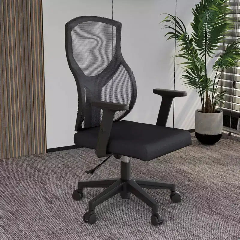 Chaise de bureau ergonomique en maille LeisureMod Glen - Dossier mi-hauteur respirant avec siège en coton rembourré doux - Chaise de bureau pivotante et inclinable
