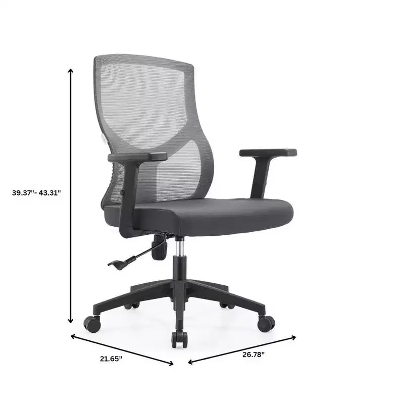 Chaise de bureau ergonomique en maille LeisureMod Glen - Dossier mi-hauteur respirant avec siège en coton rembourré doux - Chaise de bureau pivotante et inclinable