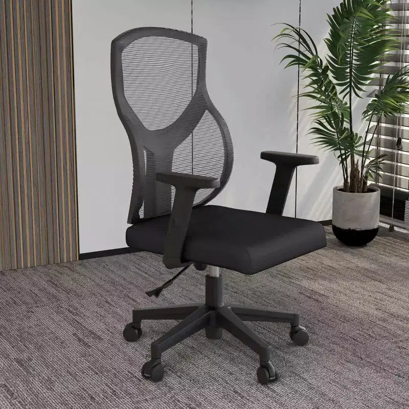 Chaise de bureau ergonomique en maille LeisureMod Glen - Dossier mi-hauteur respirant avec siège en coton rembourré doux - Chaise de bureau pivotante et inclinable