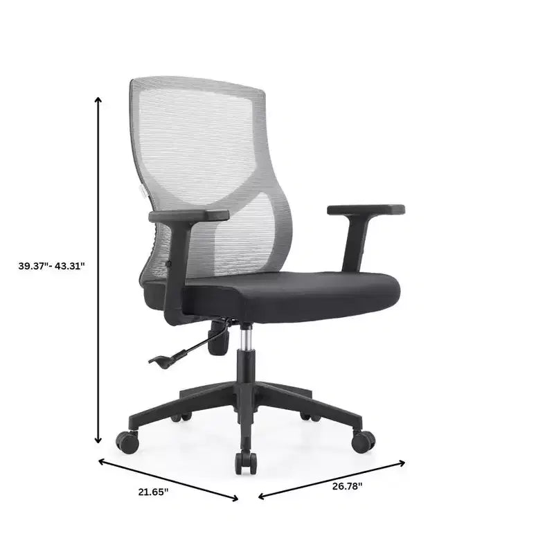 Chaise de bureau ergonomique en maille LeisureMod Glen - Dossier mi-hauteur respirant avec siège en coton rembourré doux - Chaise de bureau pivotante et inclinable