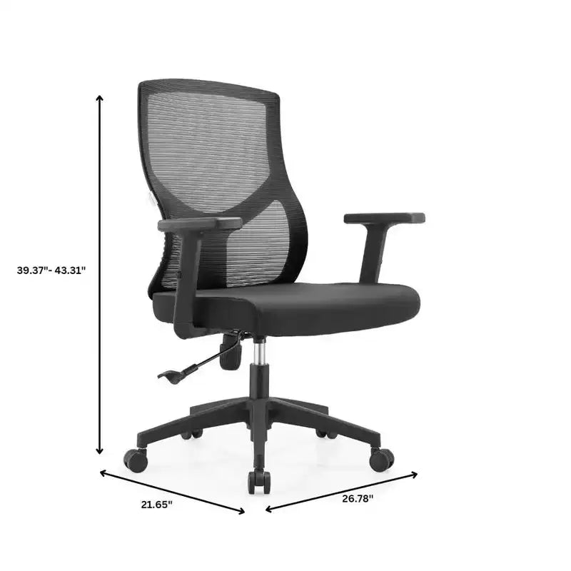 Chaise de bureau ergonomique en maille LeisureMod Glen - Dossier mi-hauteur respirant avec siège en coton rembourré doux - Chaise de bureau pivotante et inclinable