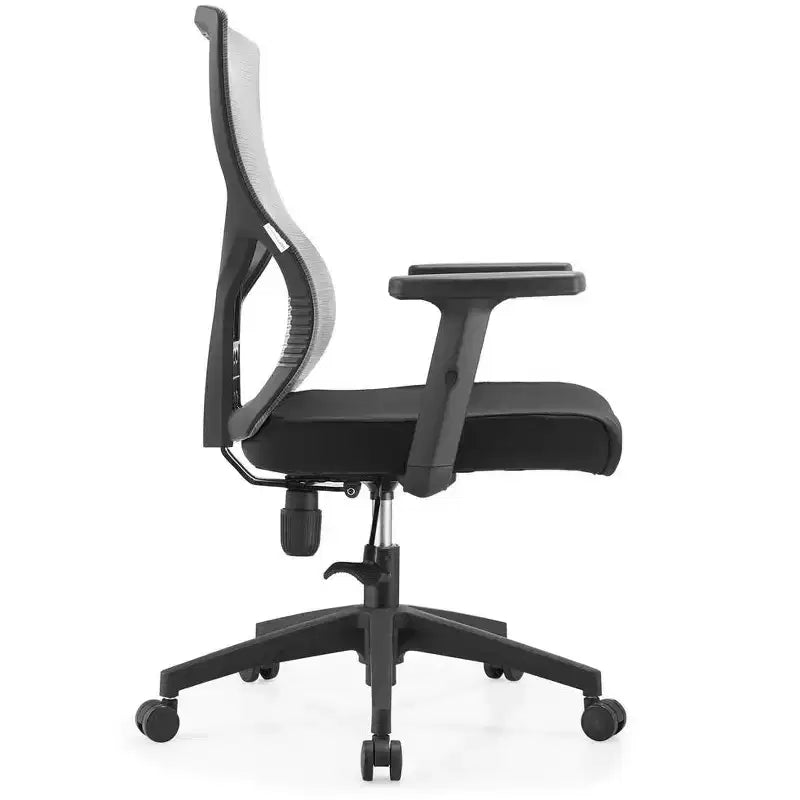 Chaise de bureau ergonomique en maille LeisureMod Glen - Dossier mi-hauteur respirant avec siège en coton rembourré doux - Chaise de bureau pivotante et inclinable