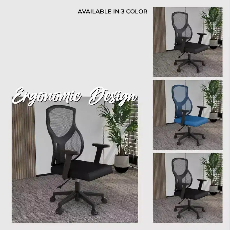 Chaise de bureau ergonomique en maille LeisureMod Glen - Dossier mi-hauteur respirant avec siège en coton rembourré doux - Chaise de bureau pivotante et inclinable
