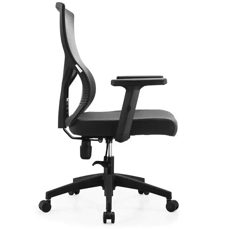 Chaise de bureau ergonomique en maille LeisureMod Glen - Dossier mi-hauteur respirant avec siège en coton rembourré doux - Chaise de bureau pivotante et inclinable