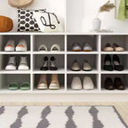 Portemanteau d'entrée large Famapy blanc 63W 18 casiers à chaussures avec crochets