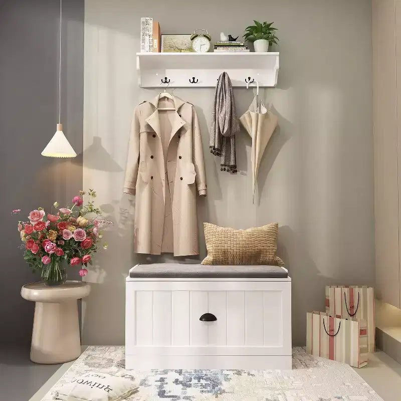 Ensemble porte-manteau mural et banc à chaussures Famapy Blanc