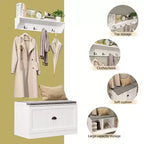 Ensemble porte-manteau mural et banc à chaussures Famapy Blanc