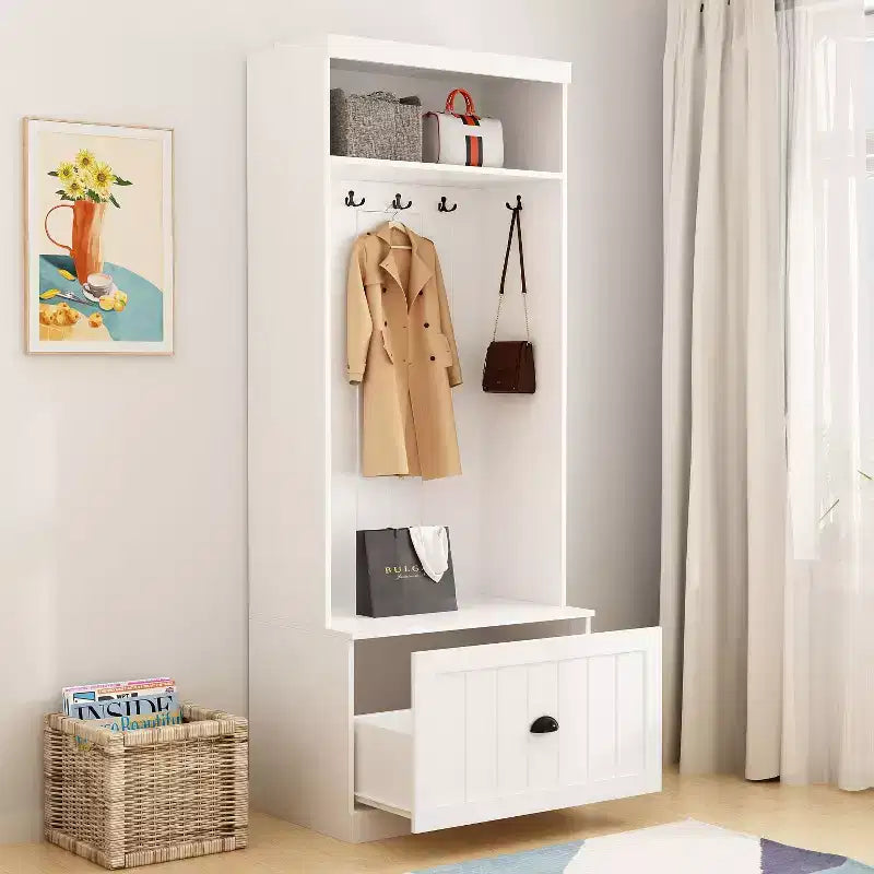 Meuble d'entrée FUMAPY avec banc à chaussures, porte-manteau et étagère de rangement