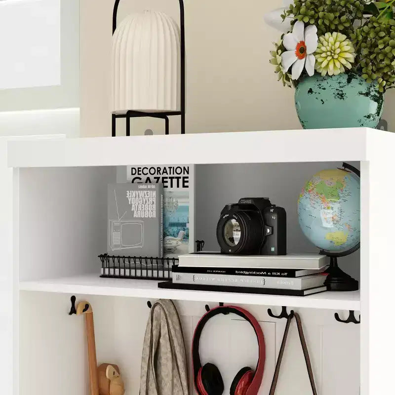 Meuble d'entrée FUMAPY avec banc à chaussures, porte-manteau et étagère de rangement