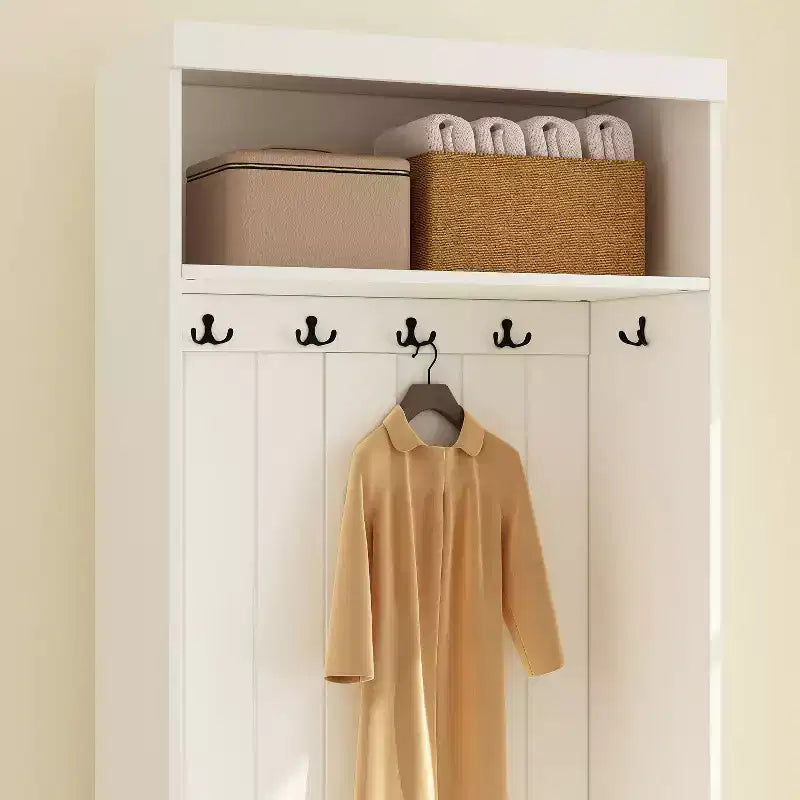 Meuble d'entrée FUMAPY avec banc à chaussures, porte-manteau et étagère de rangement