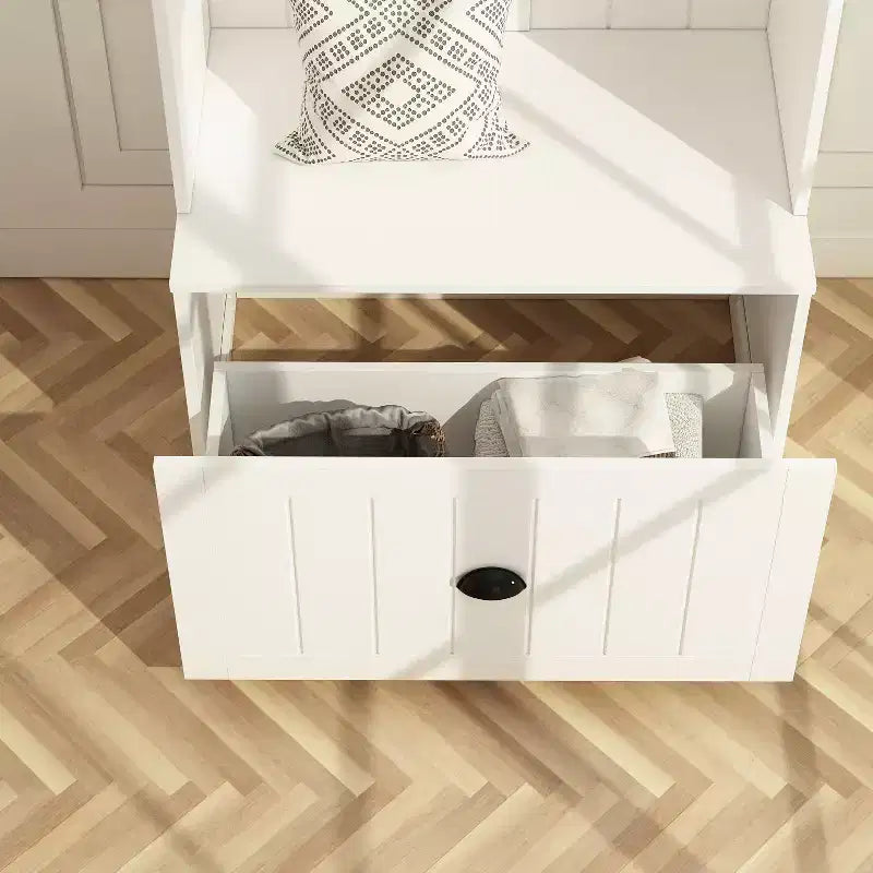 Meuble d'entrée FUMAPY avec banc à chaussures, porte-manteau et étagère de rangement
