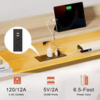 Cadre de lit rembourré Hausource Blanc : Tête de lit LED, Ports USB, Pas besoin de sommier tapissier