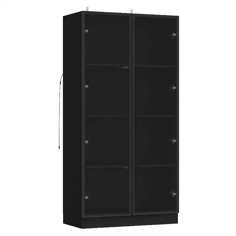 Meuble vitrine Famapy avec portes et étagères en verre, étagère de rangement polyvalente, buffet avec éclairage LED