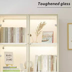 Meuble vitrine Famapy avec portes et étagères en verre, étagère de rangement polyvalente, buffet avec éclairage LED