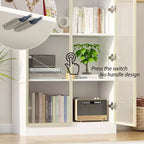 Meuble vitrine Famapy avec portes et étagères en verre, étagère de rangement polyvalente, buffet avec éclairage LED