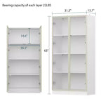 Meuble vitrine Famapy avec portes et étagères en verre, étagère de rangement polyvalente, buffet avec éclairage LED