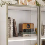 Meuble vitrine Famapy avec portes et étagères en verre, étagère de rangement polyvalente, buffet avec éclairage LED