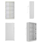 Meuble vitrine Famapy avec portes et étagères en verre, étagère de rangement polyvalente, buffet avec éclairage LED