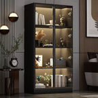 Meuble vitrine Famapy avec portes et étagères en verre, étagère de rangement polyvalente, buffet avec éclairage LED