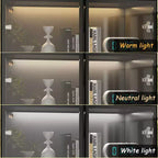 Meuble vitrine Famapy avec portes et étagères en verre, étagère de rangement polyvalente, buffet avec éclairage LED