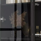 Meuble vitrine Famapy avec portes et étagères en verre, étagère de rangement polyvalente, buffet avec éclairage LED