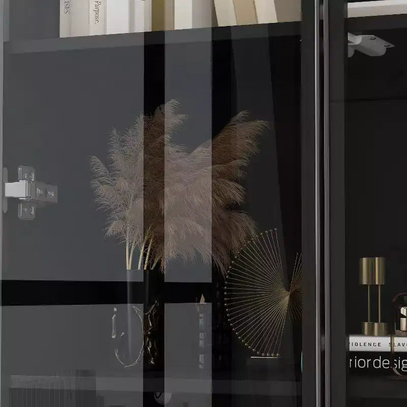 Meuble vitrine Famapy avec portes et étagères en verre, étagère de rangement polyvalente, buffet avec éclairage LED