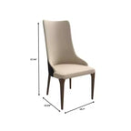 LeisureMod Elm Chaise de salle à manger moderne Dossier haut Design incurvé sans accoudoirs, siège en cuir rembourré avec pieds en bois de frêne pour salle à manger et cuisine