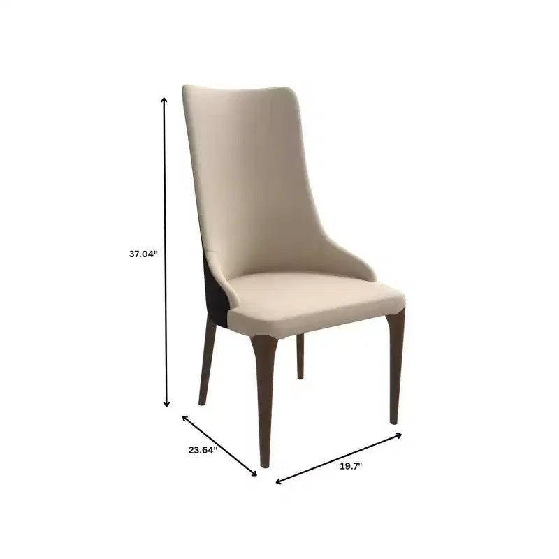 LeisureMod Elm Chaise de salle à manger moderne Dossier haut Design incurvé sans accoudoirs, siège en cuir rembourré avec pieds en bois de frêne pour salle à manger et cuisine