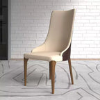 LeisureMod Elm Chaise de salle à manger moderne Dossier haut Design incurvé sans accoudoirs, siège en cuir rembourré avec pieds en bois de frêne pour salle à manger et cuisine