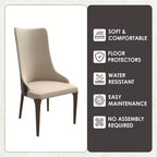 LeisureMod Elm Chaise de salle à manger moderne Dossier haut Design incurvé sans accoudoirs, siège en cuir rembourré avec pieds en bois de frêne pour salle à manger et cuisine