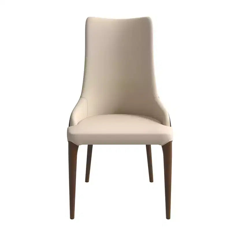 LeisureMod Elm Chaise de salle à manger moderne Dossier haut Design incurvé sans accoudoirs, siège en cuir rembourré avec pieds en bois de frêne pour salle à manger et cuisine