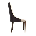 LeisureMod Elm Chaise de salle à manger moderne Dossier haut Design incurvé sans accoudoirs, siège en cuir rembourré avec pieds en bois de frêne pour salle à manger et cuisine