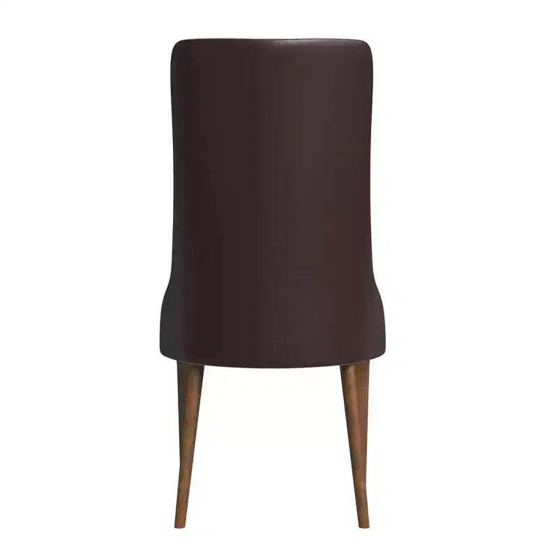 LeisureMod Elm Chaise de salle à manger moderne Dossier haut Design incurvé sans accoudoirs, siège en cuir rembourré avec pieds en bois de frêne pour salle à manger et cuisine