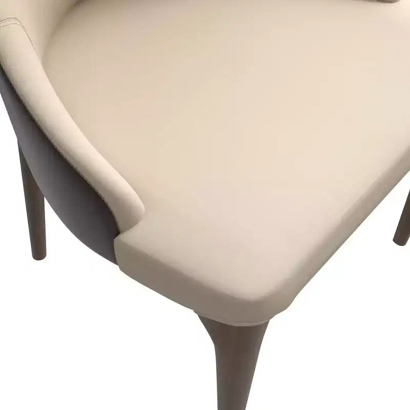 LeisureMod Elm Chaise de salle à manger moderne Dossier haut Design incurvé sans accoudoirs, siège en cuir rembourré avec pieds en bois de frêne pour salle à manger et cuisine