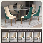 LeisureMod Elm Chaise de salle à manger moderne Dossier haut Design incurvé sans accoudoirs, siège en cuir rembourré avec pieds en bois de frêne pour salle à manger et cuisine