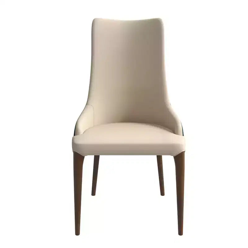 LeisureMod Elm Chaise de salle à manger moderne Dossier haut Design incurvé sans accoudoirs, siège en cuir rembourré avec pieds en bois de frêne pour salle à manger et cuisine
