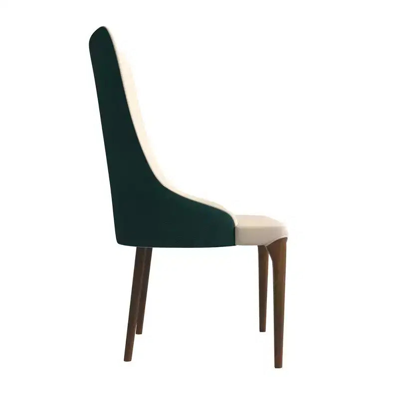 LeisureMod Elm Chaise de salle à manger moderne Dossier haut Design incurvé sans accoudoirs, siège en cuir rembourré avec pieds en bois de frêne pour salle à manger et cuisine