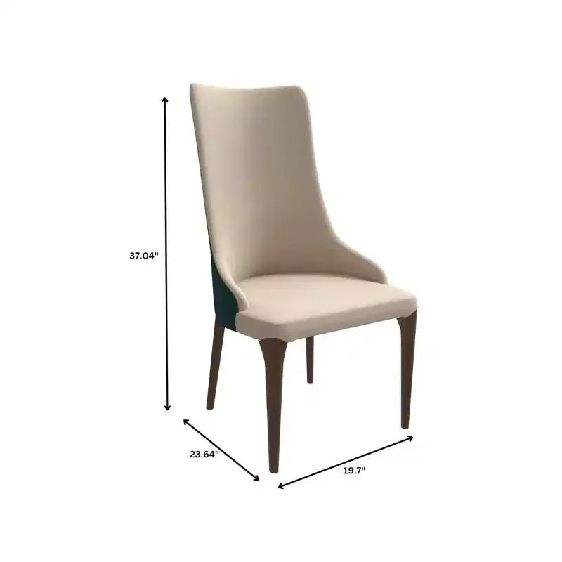 LeisureMod Elm Chaise de salle à manger moderne Dossier haut Design incurvé sans accoudoirs, siège en cuir rembourré avec pieds en bois de frêne pour salle à manger et cuisine