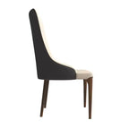 LeisureMod Elm Chaise de salle à manger moderne Dossier haut Design incurvé sans accoudoirs, siège en cuir rembourré avec pieds en bois de frêne pour salle à manger et cuisine