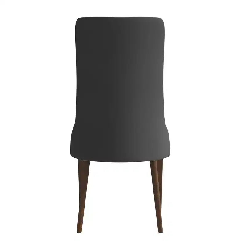 LeisureMod Elm Chaise de salle à manger moderne Dossier haut Design incurvé sans accoudoirs, siège en cuir rembourré avec pieds en bois de frêne pour salle à manger et cuisine